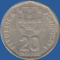 20 эскудо Португалии 1987 года